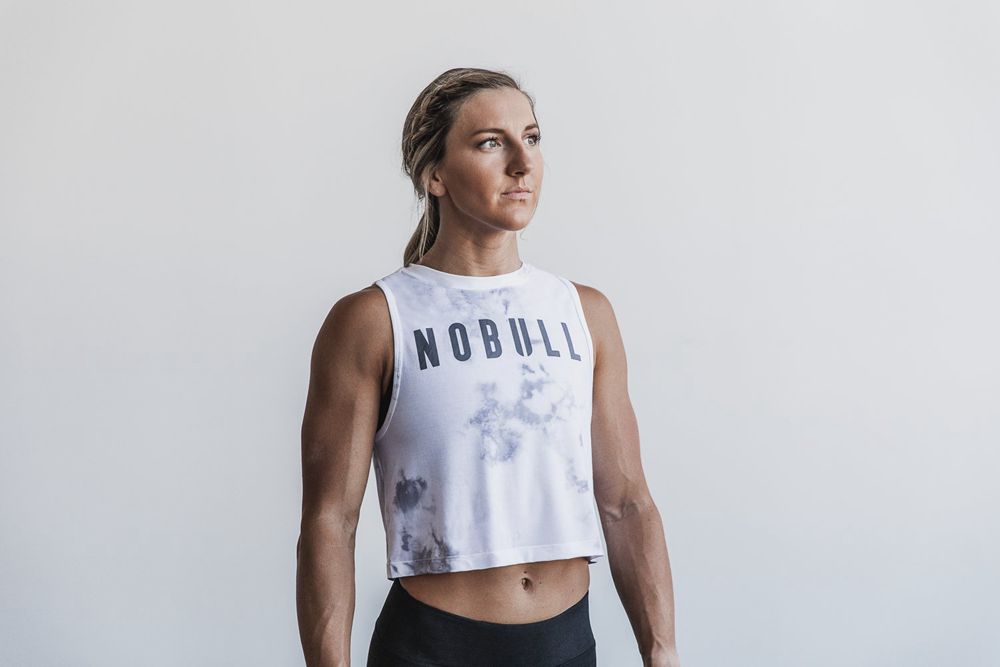 NOBULL Majice Bez Rukava Ženske - Nobull Muscle Bijele Tie-Dye (615948-LMW)